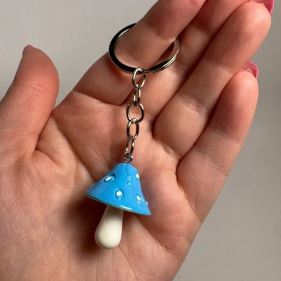 Mushroom Resin Bag Charm (Comes in Multiple Colors) Boho Fairy Garden Keychain - Picture 4 of 6